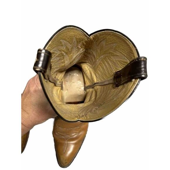 Dan Post Men's Size 7.5 Two Tone Black Brown Leather Western Cowboy Boots - Picture 9 of 14